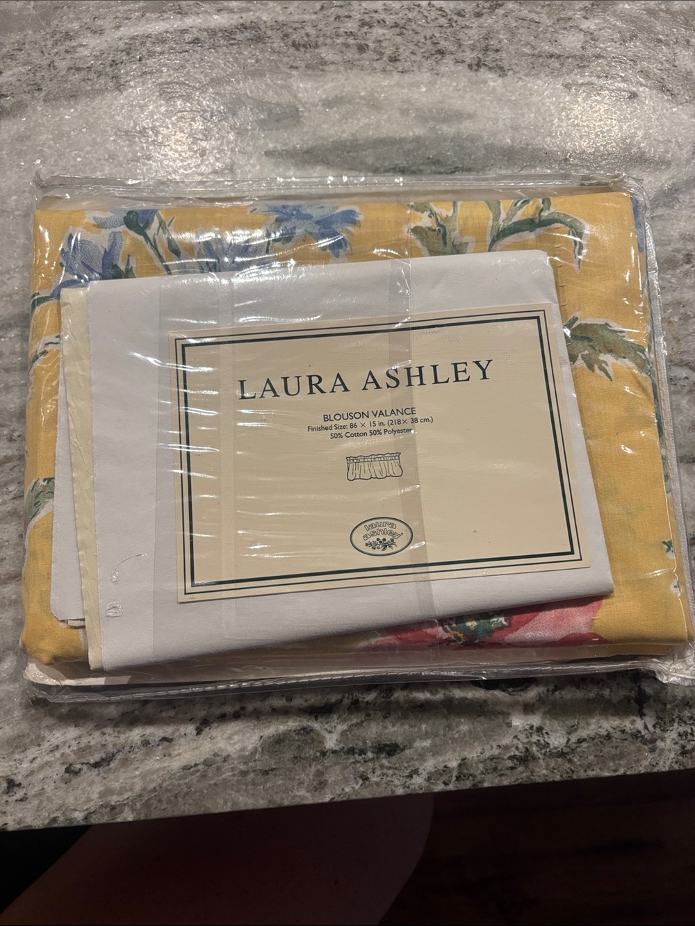 Laura Ashley Yellow Floral Blouson Valance with Blue & Green Accents